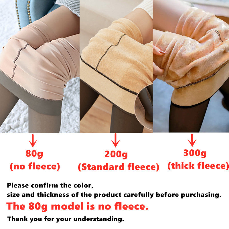 Fleece Lined Translucent Elastic Winter Thermal Leggings
