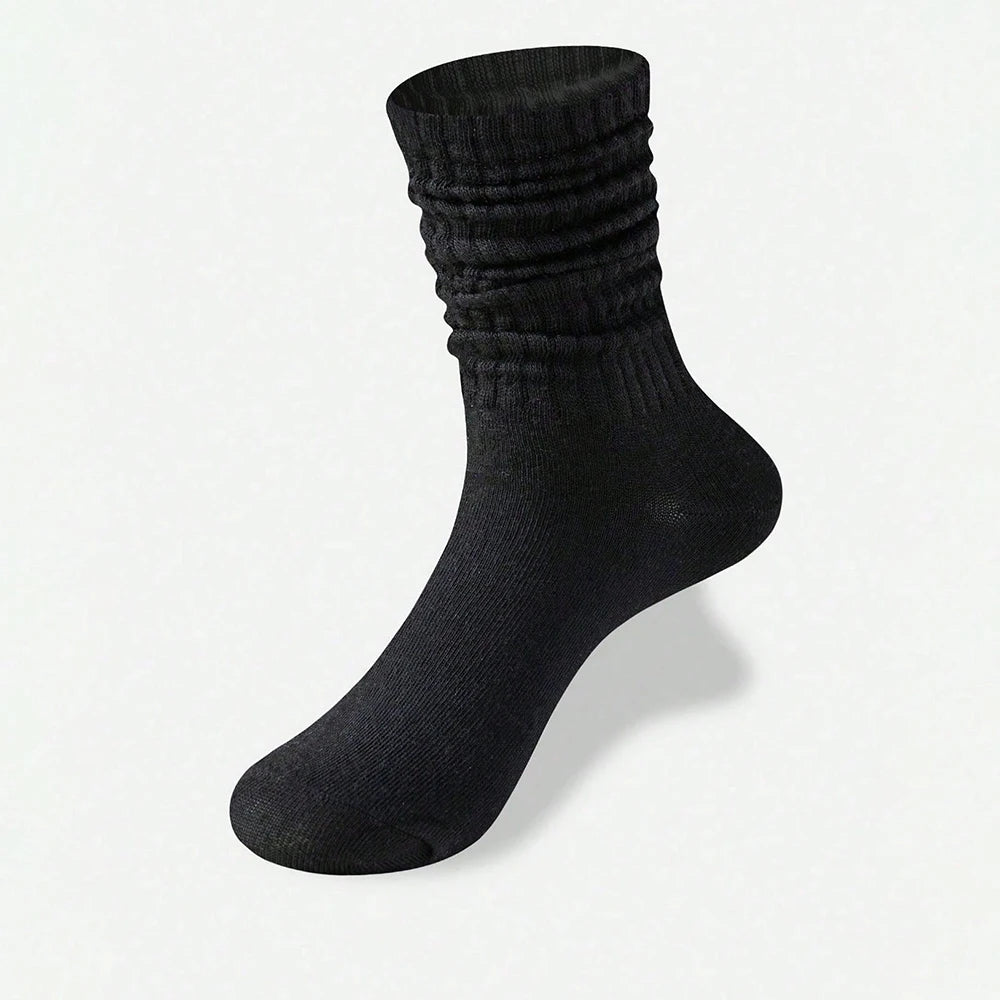 5 Pair Polyester Elastane Knit Mid Calf Slouch Socks