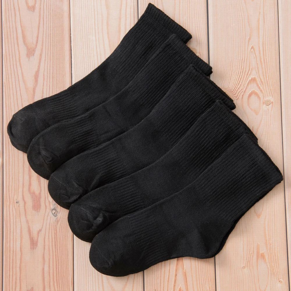 Polyester Elastane Breathable Black Crew Socks