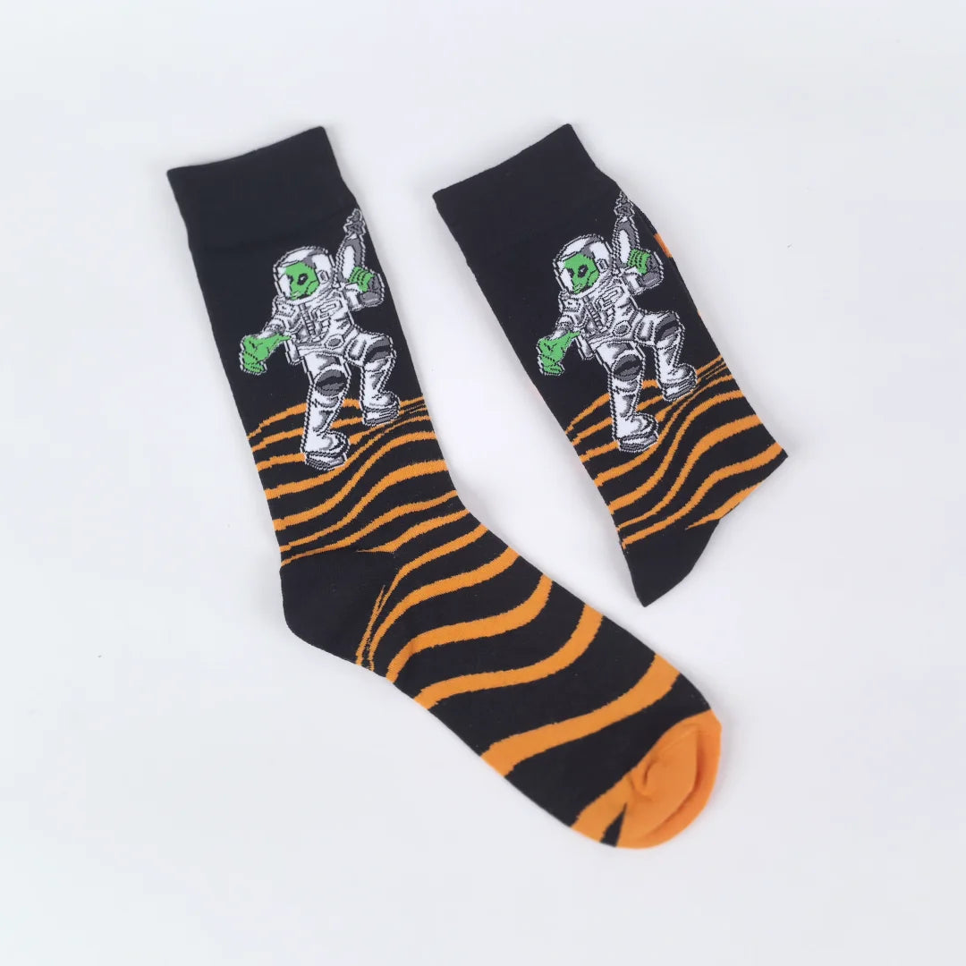 Polyester Elastane Crew Socks Alien Print