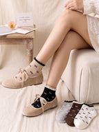 Polyester Elastane Women Low Tube Casual Ankle Socks 5 Pairs