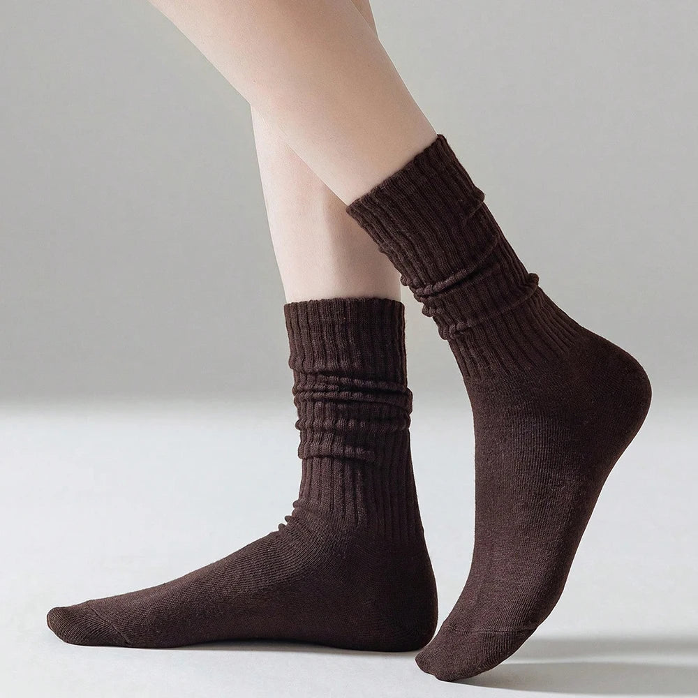 Polyester Elastane Blend Mid Calf Casual Slouch Socks 6 Pairs