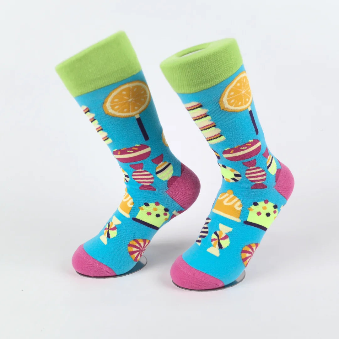 Cotton Blend Mid Calf Women Socks Candy Print - 5