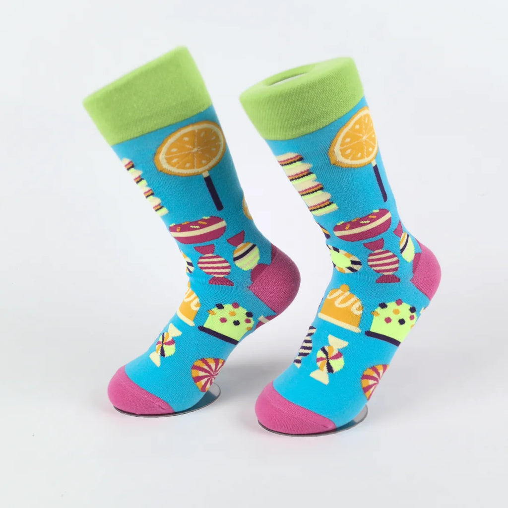 Cotton Blend Mid Calf Women Socks Candy Print
