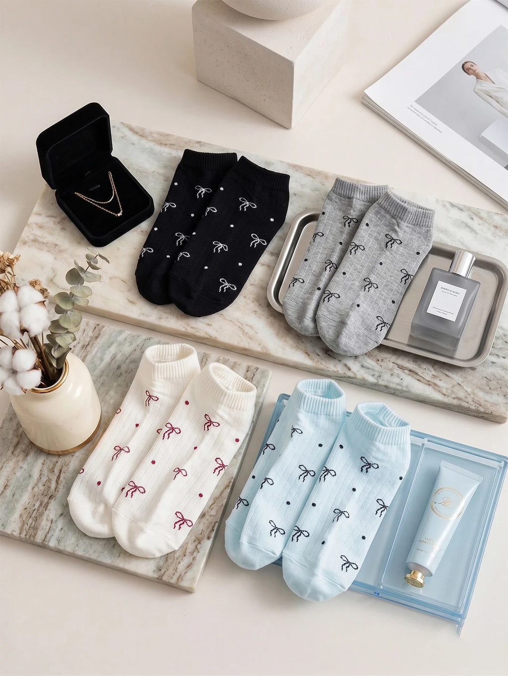 5 Pairs Polyester Elastane Knit Ankle Socks