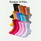 Polyester Elastane Blend Mid Calf Casual Socks 10 Pack