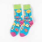 Cotton Blend Mid Calf Women Socks Candy Print
