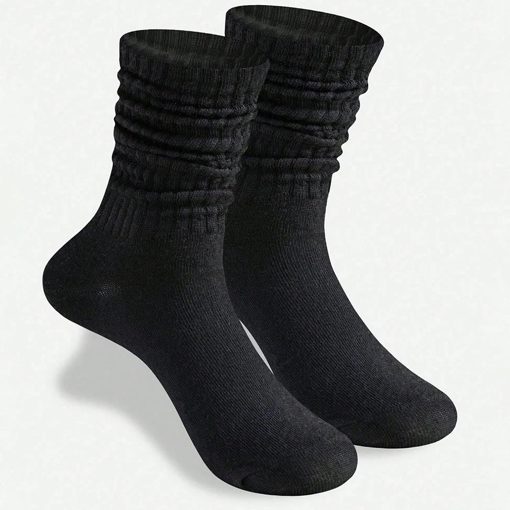5 Pair Polyester Elastane Knit Mid Calf Slouch Socks