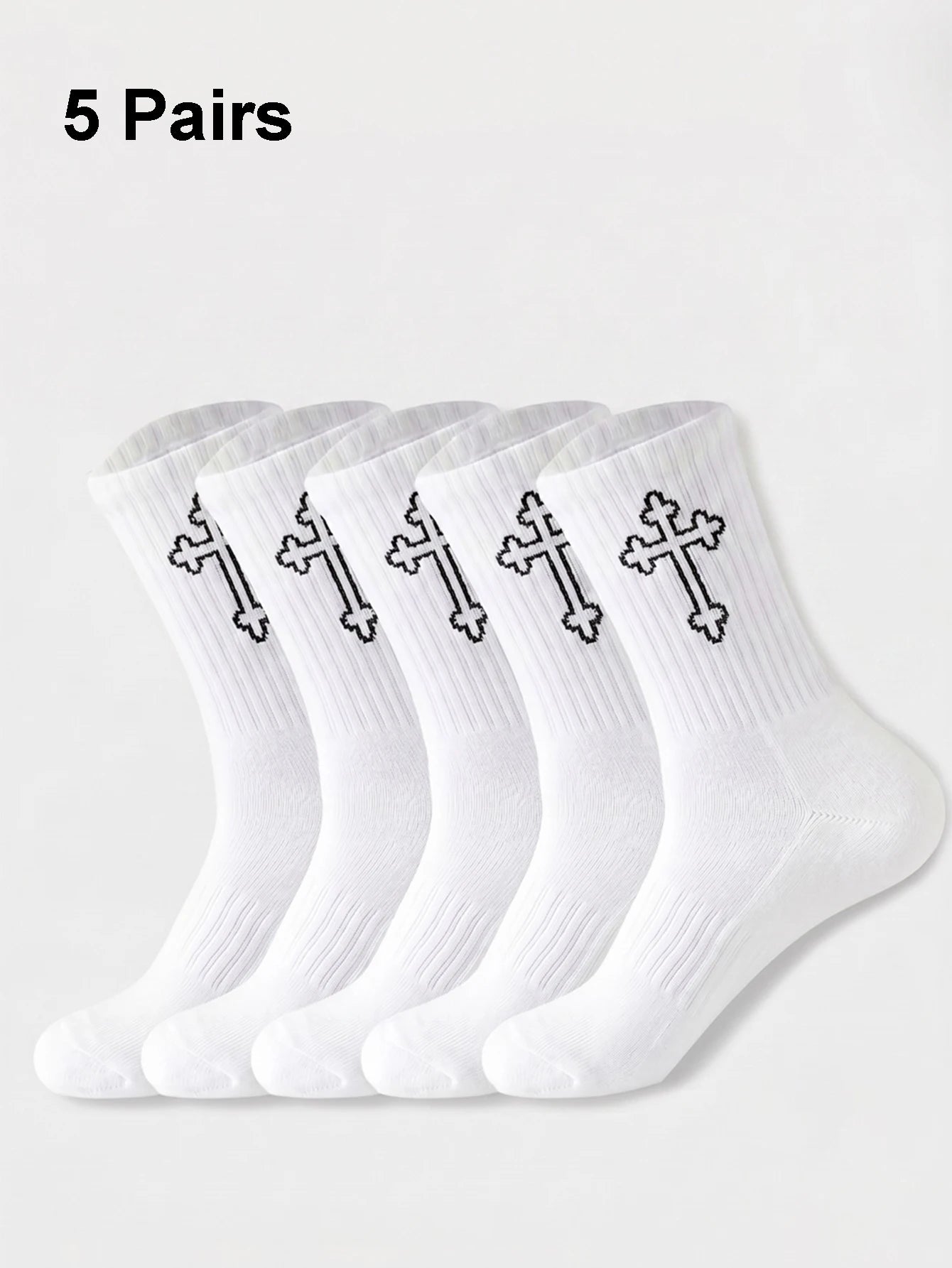 Polyester Elastane Casual Crew Socks 5 Pairs - 14