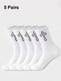 Polyester Elastane Casual Crew Socks 5 Pairs