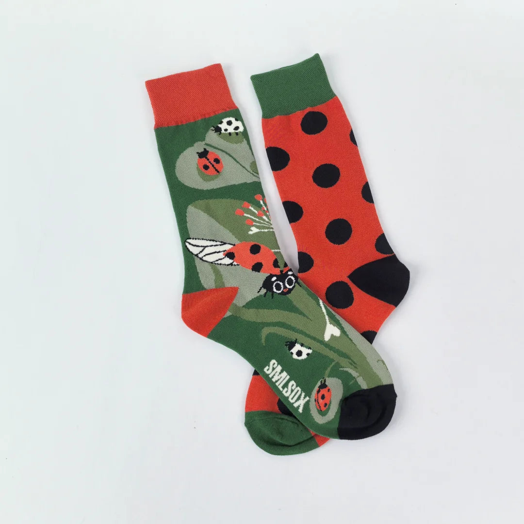 Cotton Blend Mid Calf Ladybug Pattern Unisex Socks