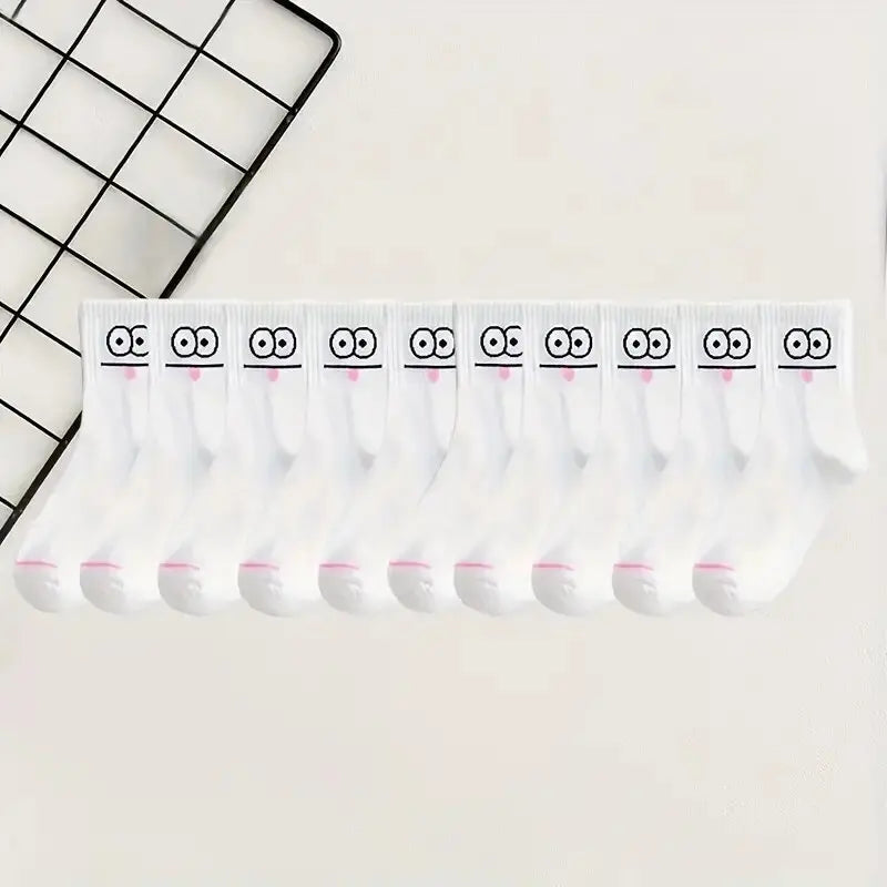 Polyester Blend Expression Print Crew Socks