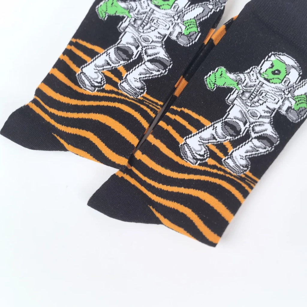 Polyester Elastane Crew Socks Alien Print