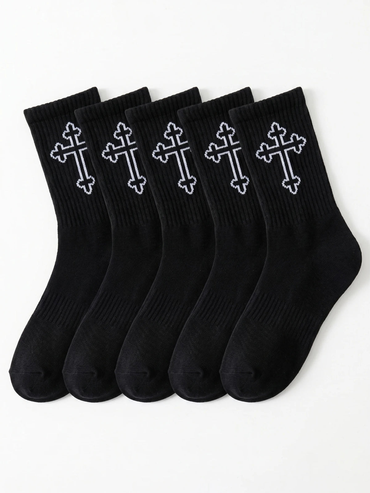Polyester Elastane Blend Mens Crew Socks 5 Pack