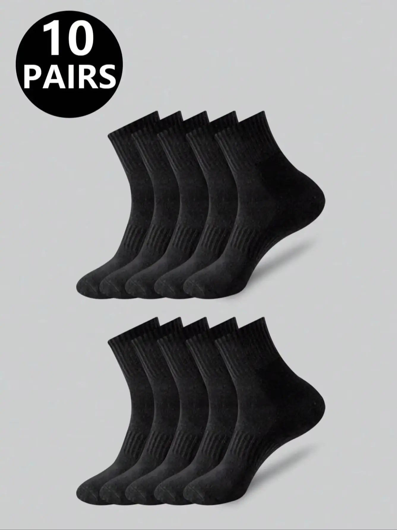 Polyester Elastane Blend Crew Socks 10 Pair Set - 10