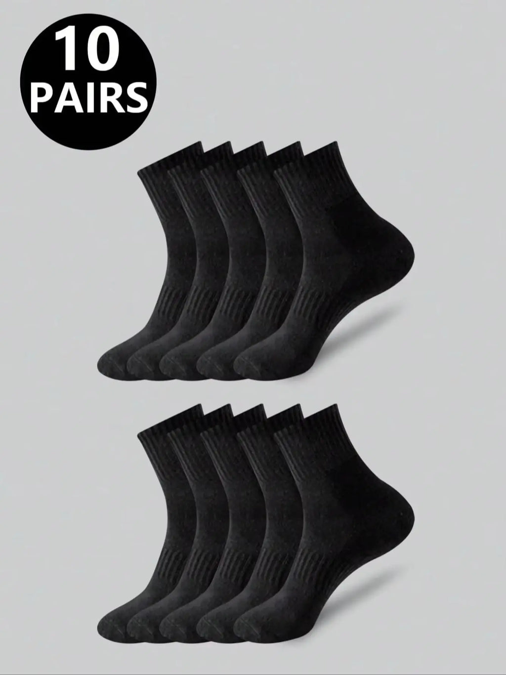 Polyester Elastane Blend Crew Socks 10 Pair Set