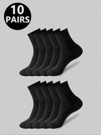 Polyester Elastane Blend Crew Socks 10 Pair Set