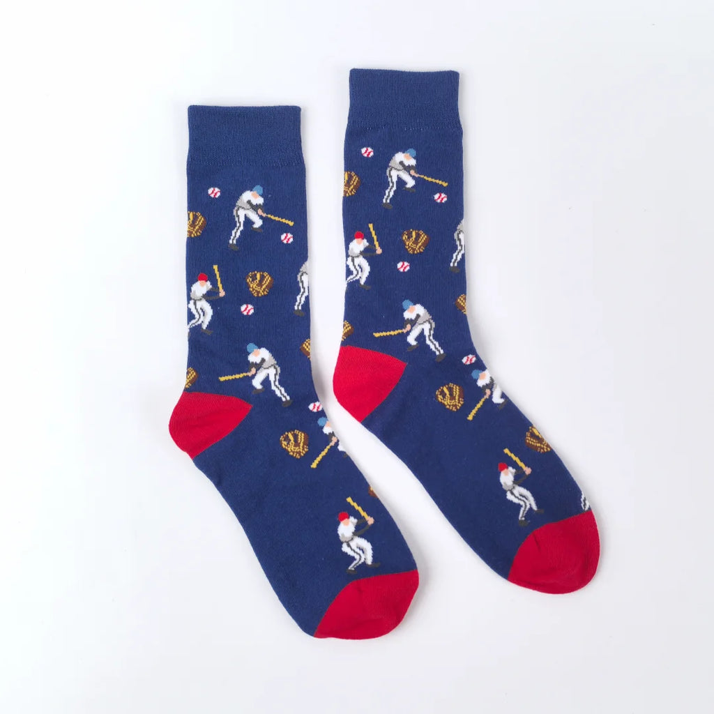 Polyester Elastane Patterned Mid Calf Crew Socks for Men