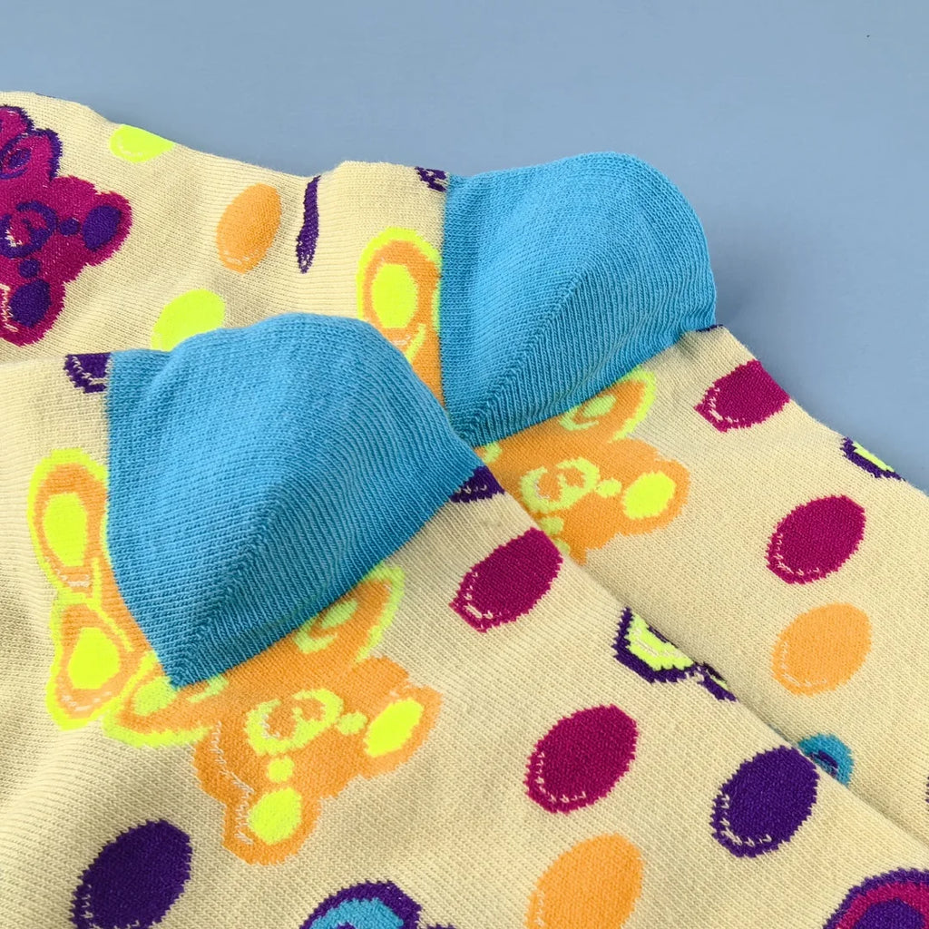 Cotton Blend Bear Pattern Casual Mid Calf Socks