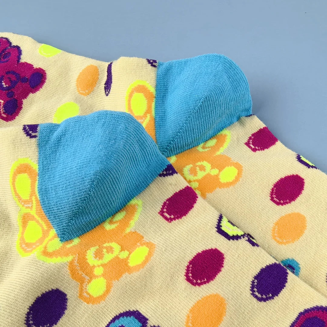 Cotton Blend Bear Pattern Casual Mid Calf Socks
