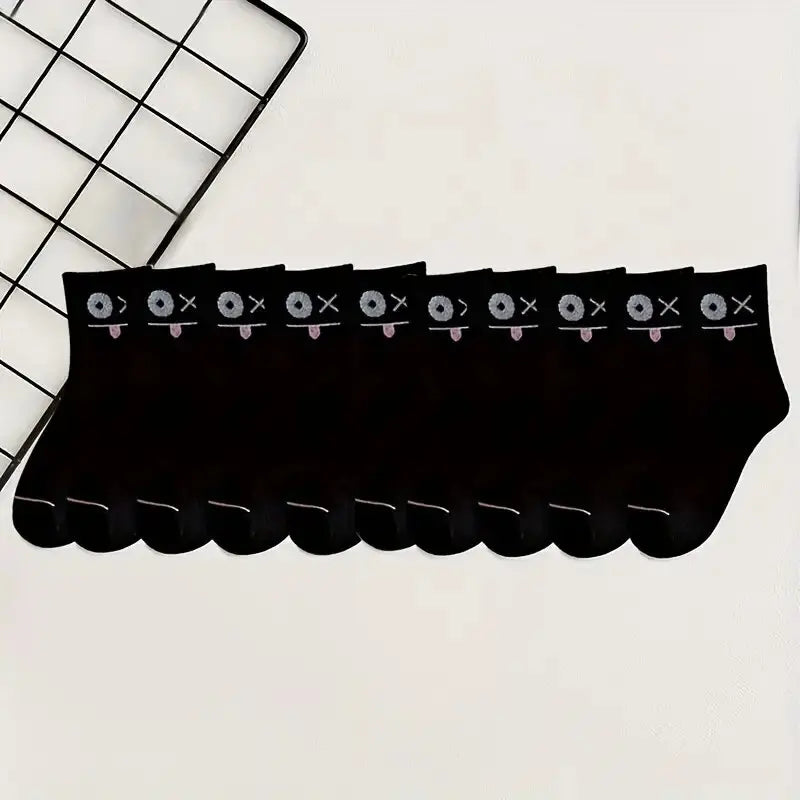 Polyester Blend Expression Print Crew Socks