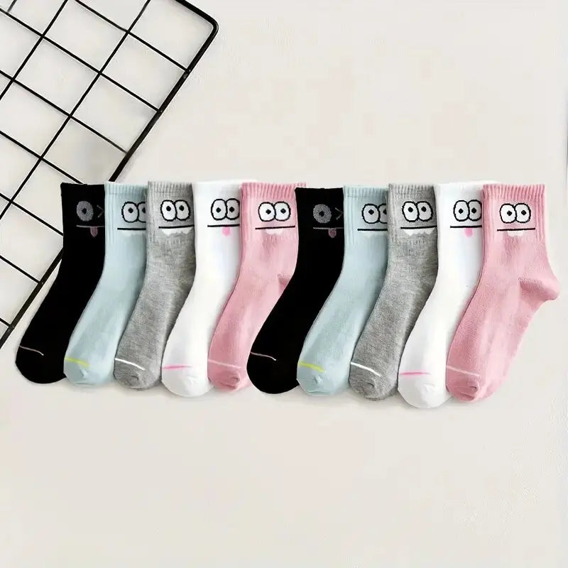 Polyester Blend Expression Print Crew Socks