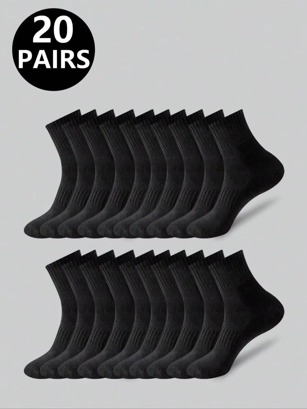 20 Pair Polyester Elastane Blend Mid Calf Crew Socks