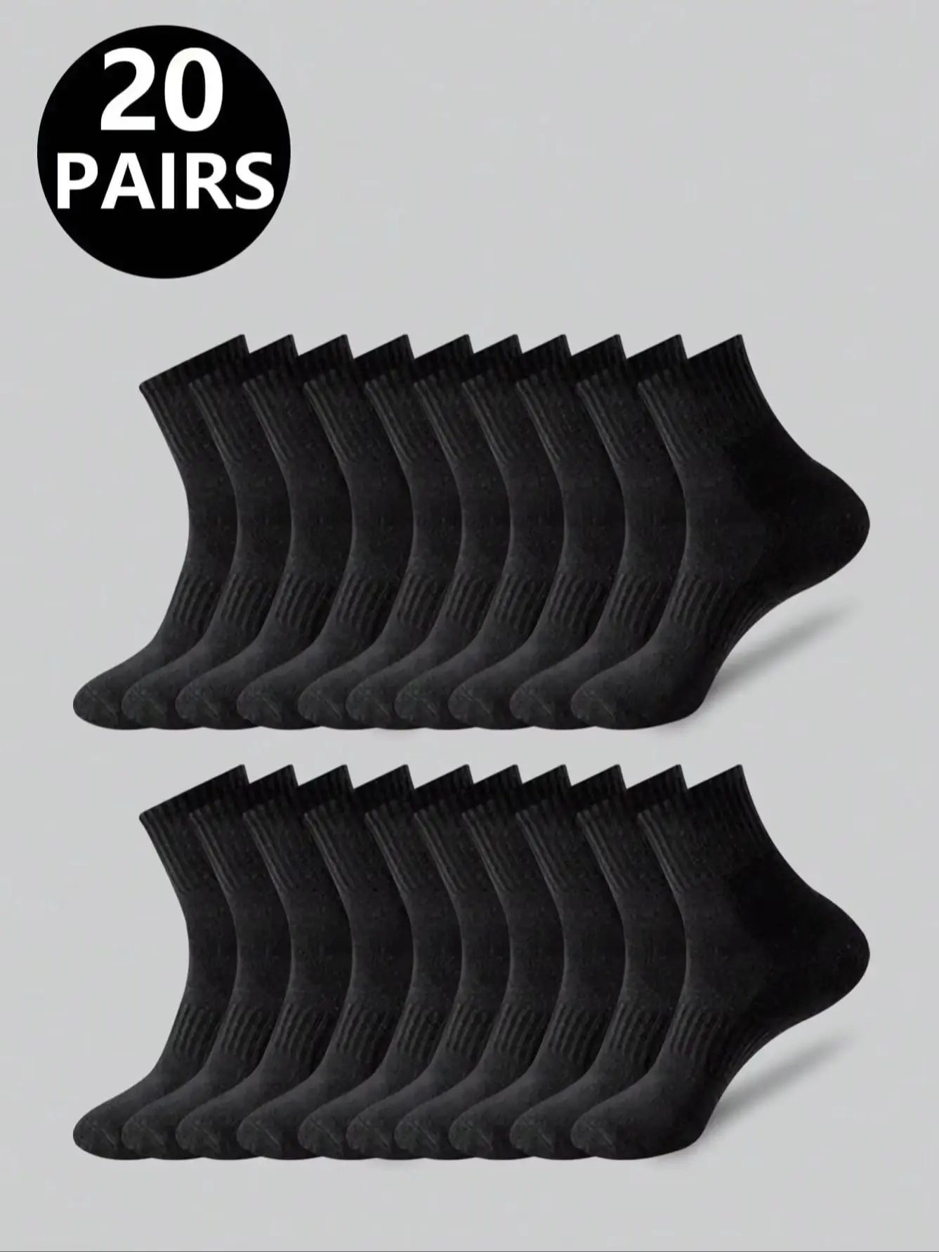 20 Pair Polyester Elastane Blend Mid Calf Crew Socks - 6