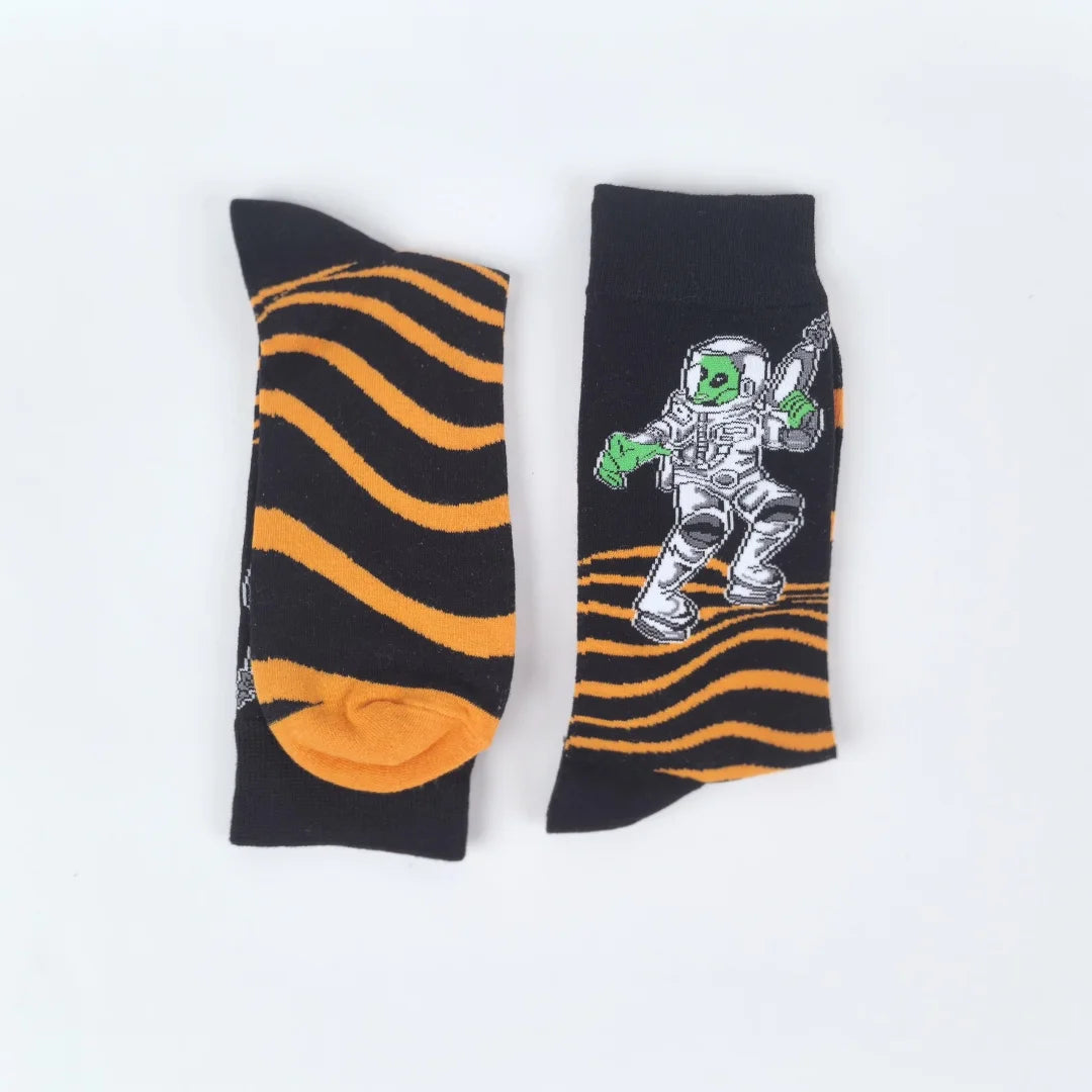 Polyester Elastane Crew Socks Alien Print
