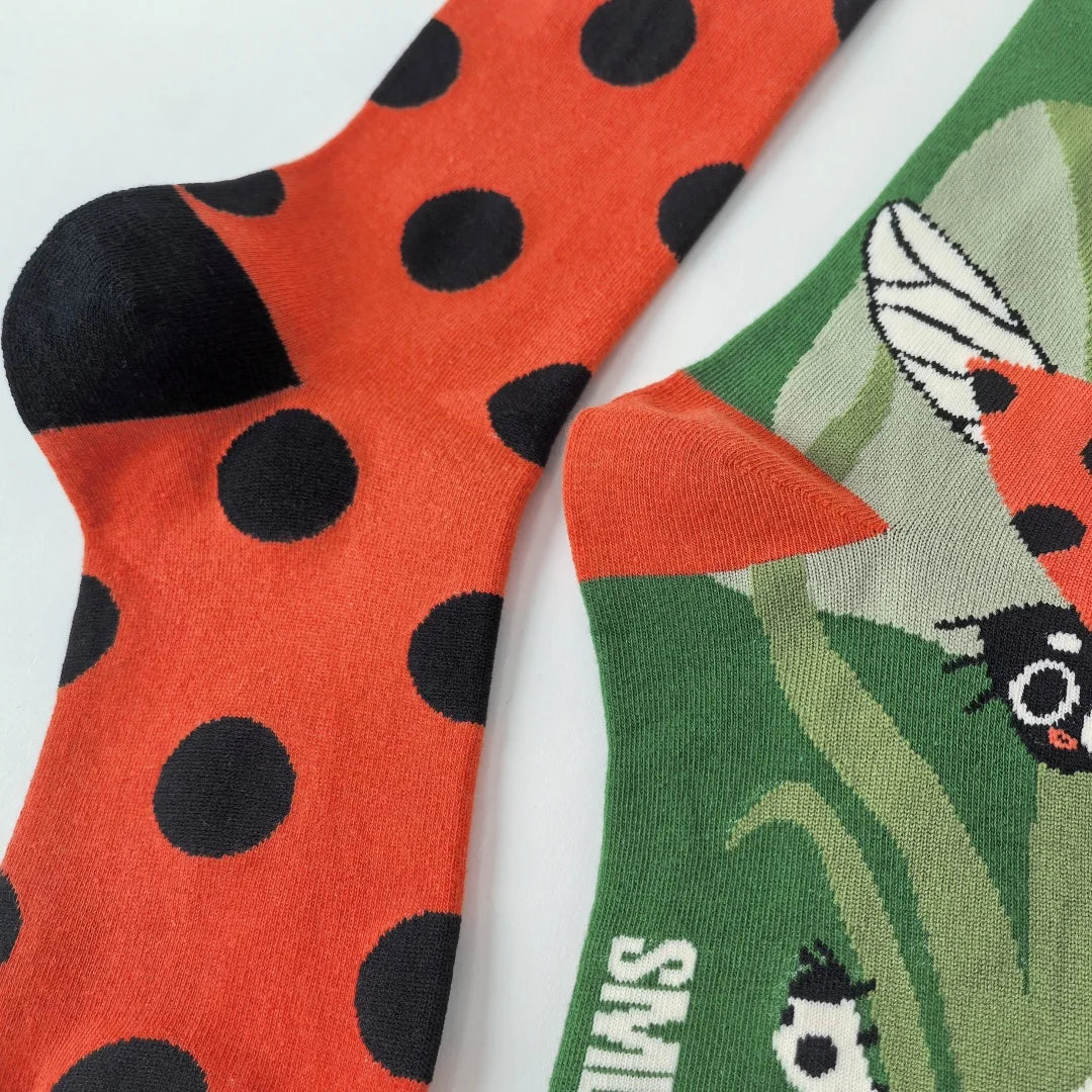 Cotton Blend Mid Calf Ladybug Pattern Unisex Socks