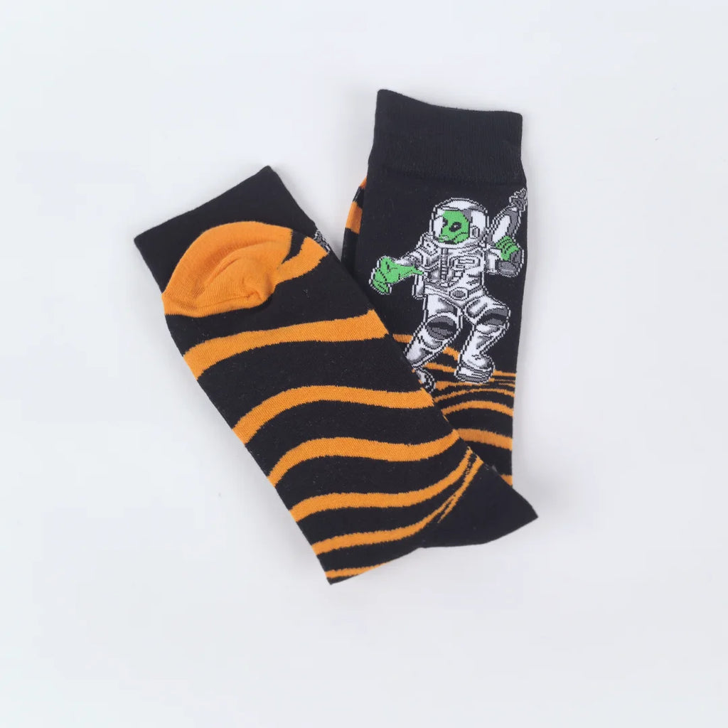 Polyester Elastane Crew Socks Alien Print