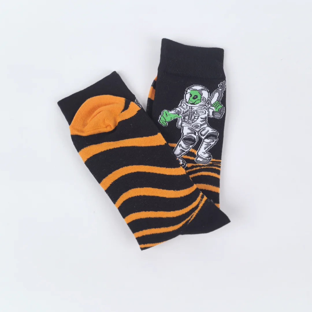 Polyester Elastane Crew Socks Alien Print