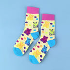 Cotton Blend Bear Pattern Casual Mid Calf Socks
