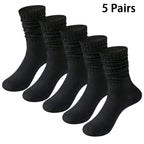 5 Pair Polyester Elastane Knit Mid Calf Slouch Socks