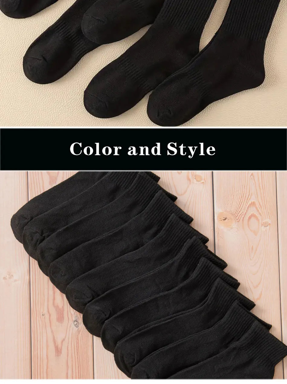 Polyester Elastane Breathable Black Crew Socks
