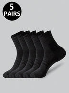 Polyester Elastane Blend Crew Socks Five Pair Pack