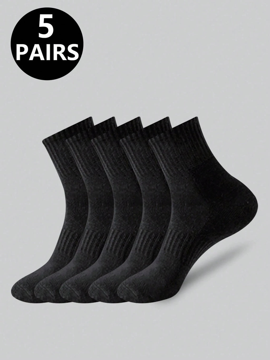 Polyester Elastane Blend Crew Socks Five Pair Pack