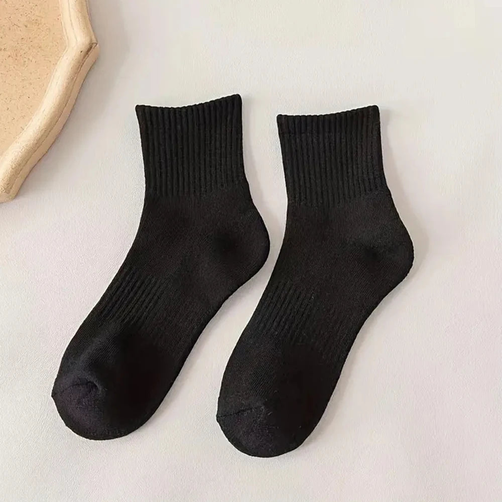 Polyester Elastane Breathable Black Crew Socks