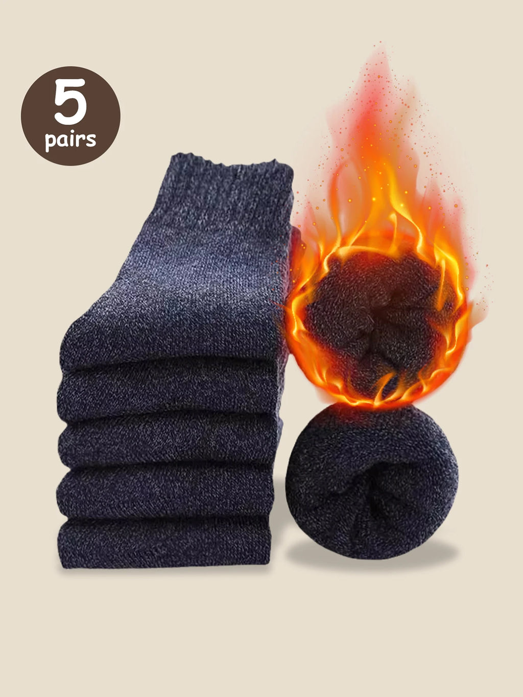 Mens Polyester Spandex Knit Crew Socks