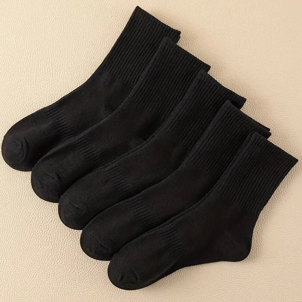 Polyester Elastane Breathable Black Crew Socks