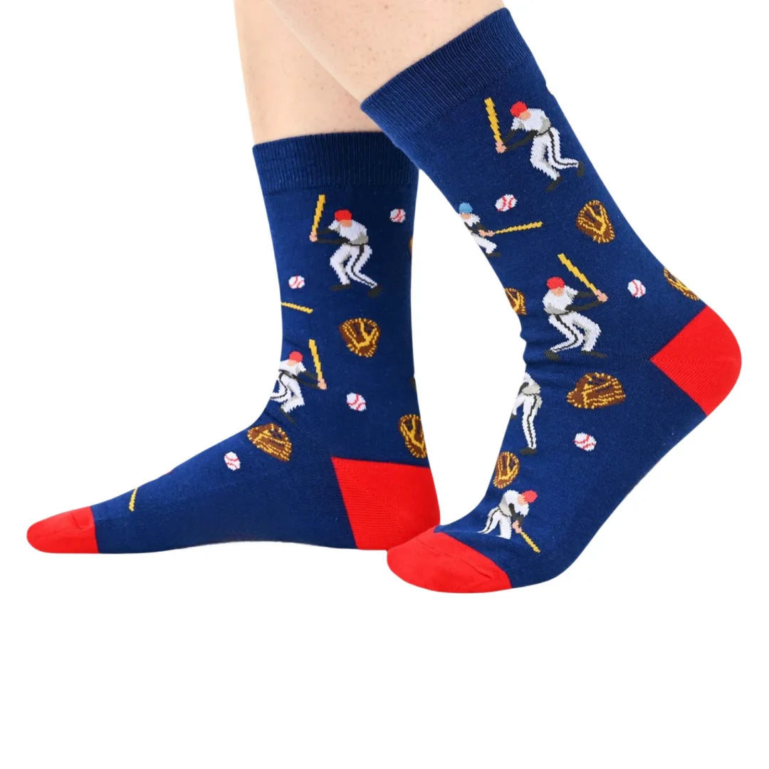 Polyester Elastane Patterned Mid Calf Crew Socks for Men