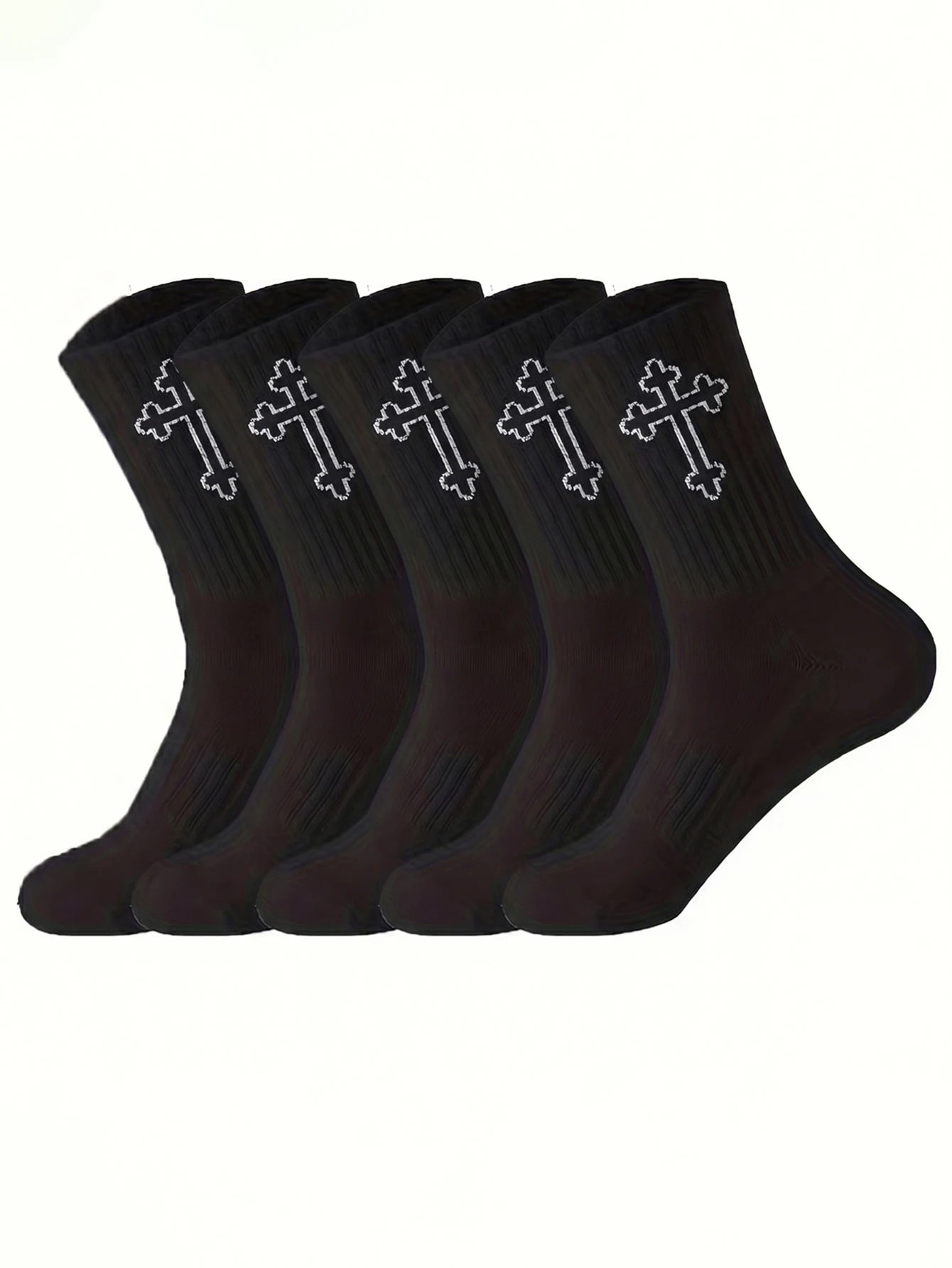 Polyester Elastane Blend Mens Crew Socks 5 Pack - 11