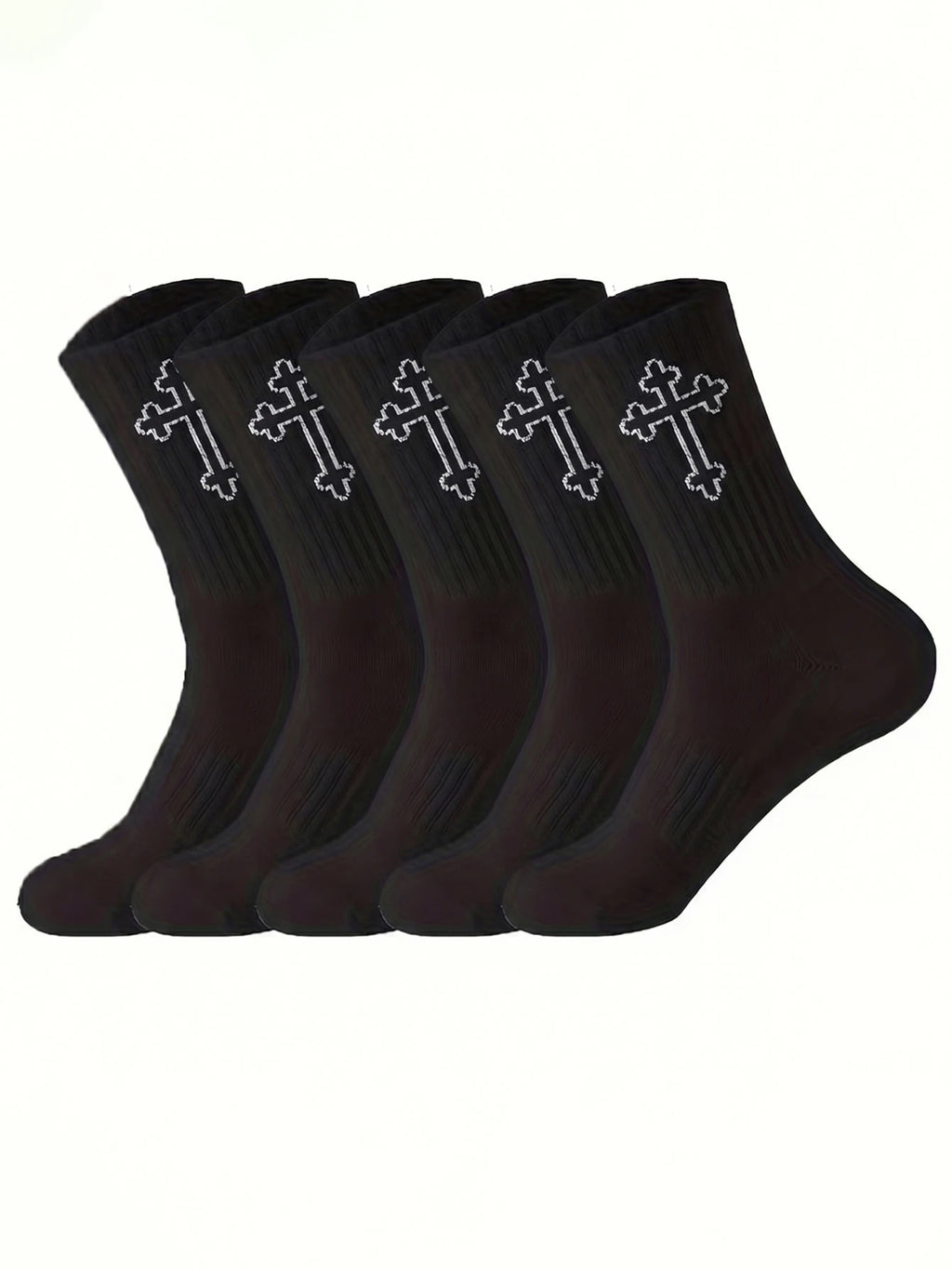 Polyester Elastane Blend Mens Crew Socks 5 Pack