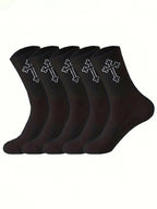 Polyester Elastane Blend Mens Crew Socks 5 Pack