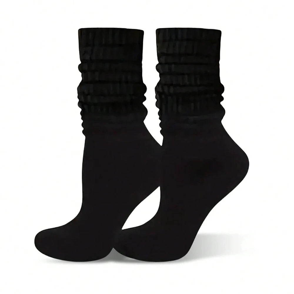 5 Pair Polyester Elastane Knit Mid Calf Slouch Socks