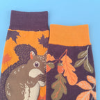 Cotton Blend Squirrel Pattern Mid Calf Unisex Socks