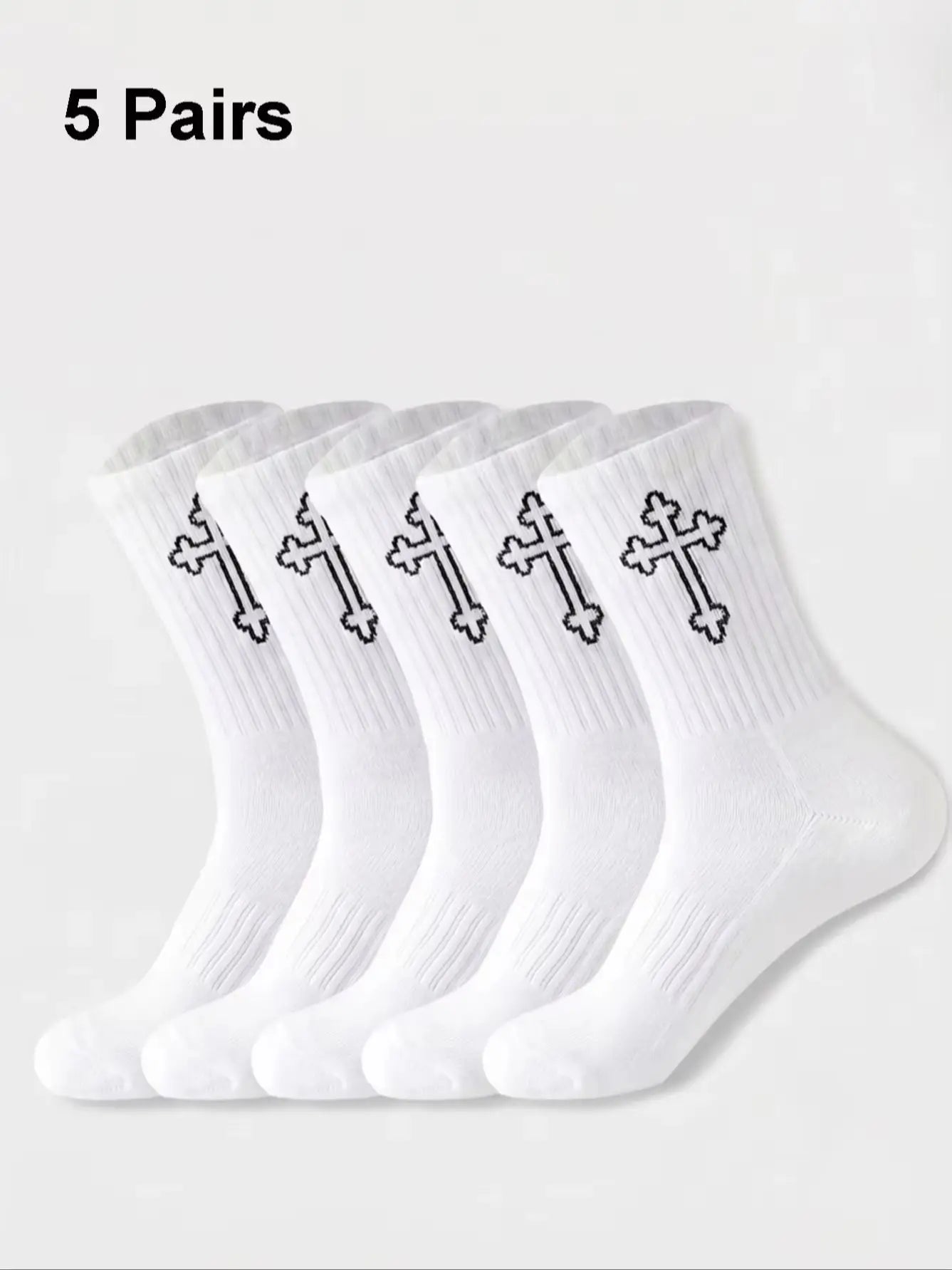 Polyester Elastane Blend Mens Crew Socks 5 Pack - 7