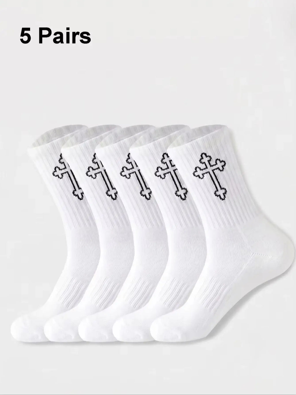 Polyester Elastane Blend Mens Crew Socks 5 Pack