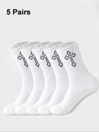 Polyester Elastane Blend Mens Crew Socks 5 Pack