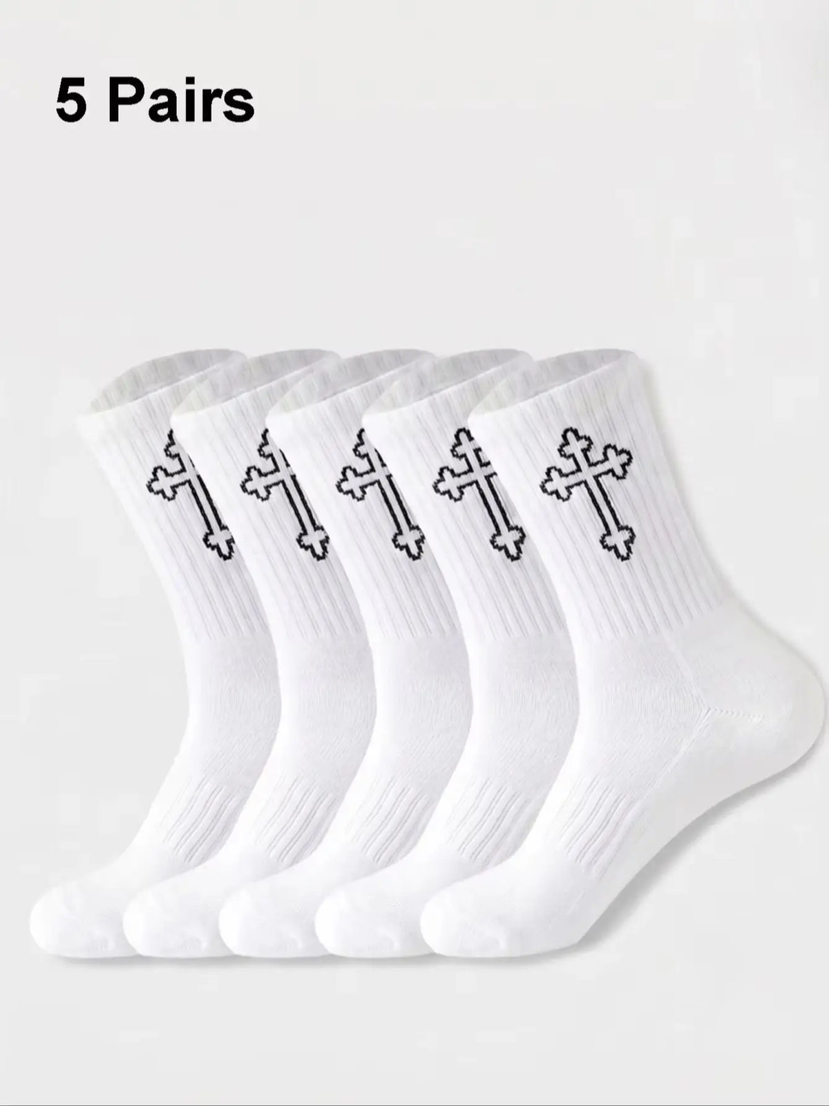 Polyester Elastane Blend Mens Crew Socks 5 Pack